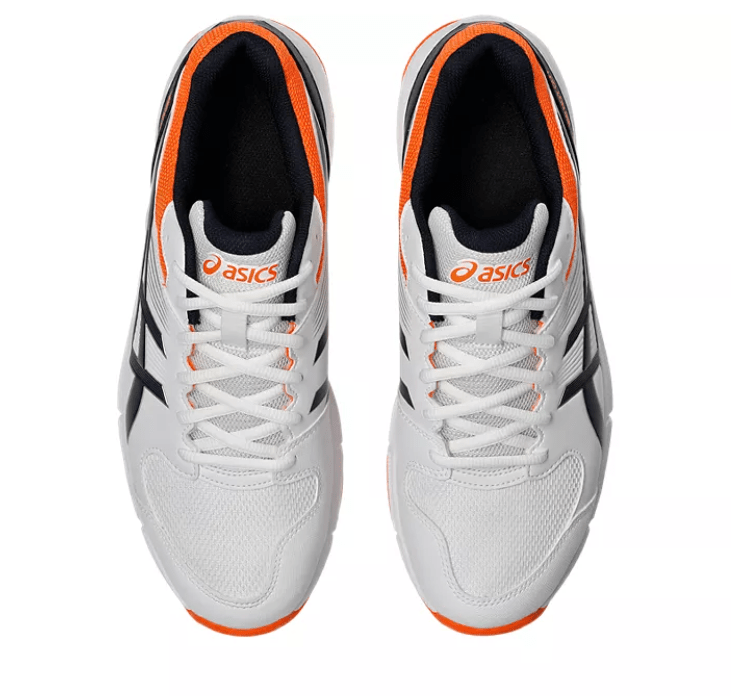 Asics 100 Not Out Cricket Spikes White/Orange - The Cricket & Football Warehouse