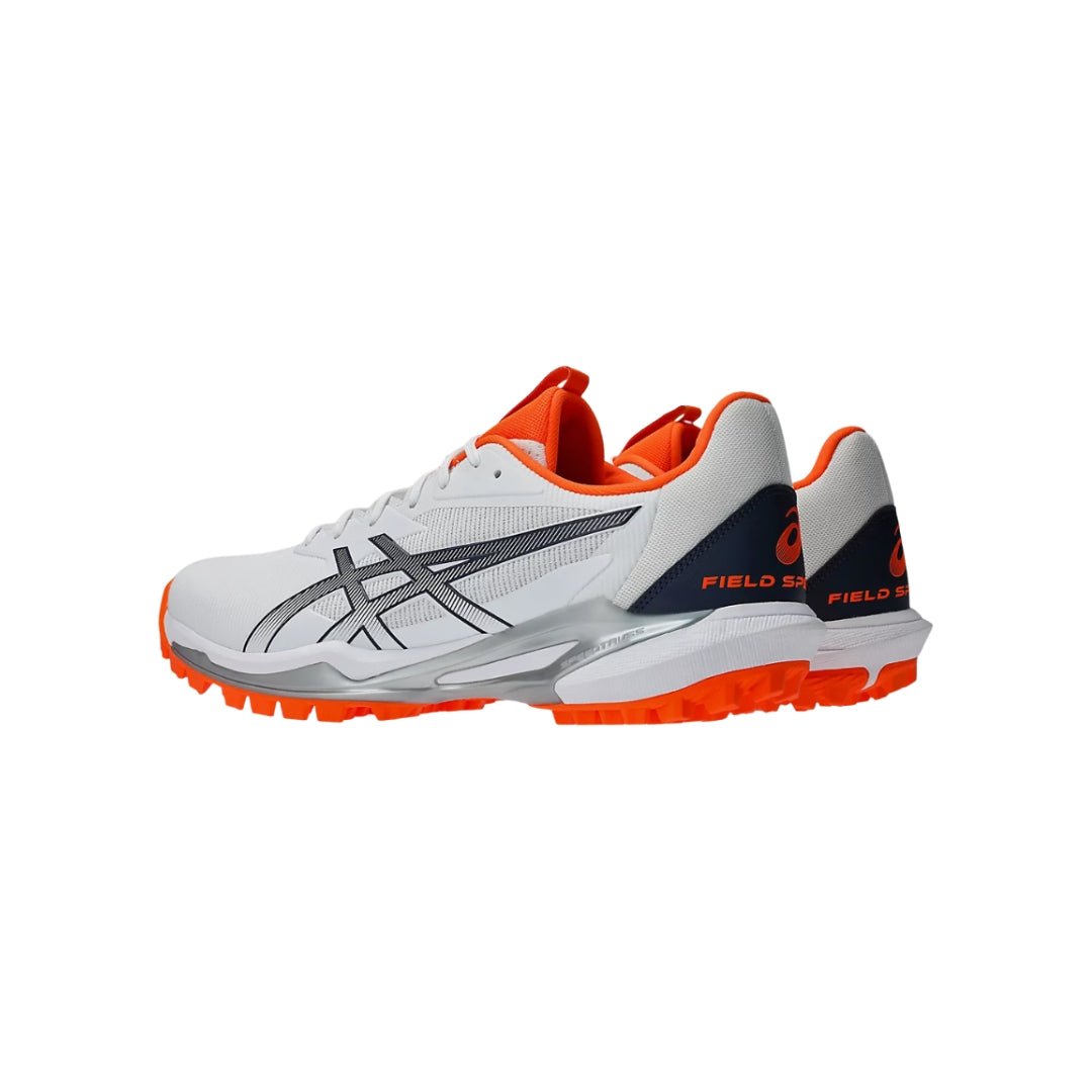 Asics Field Speed Cricket Shoes White/ Orange 25 - The Cricket & Football Warehouse