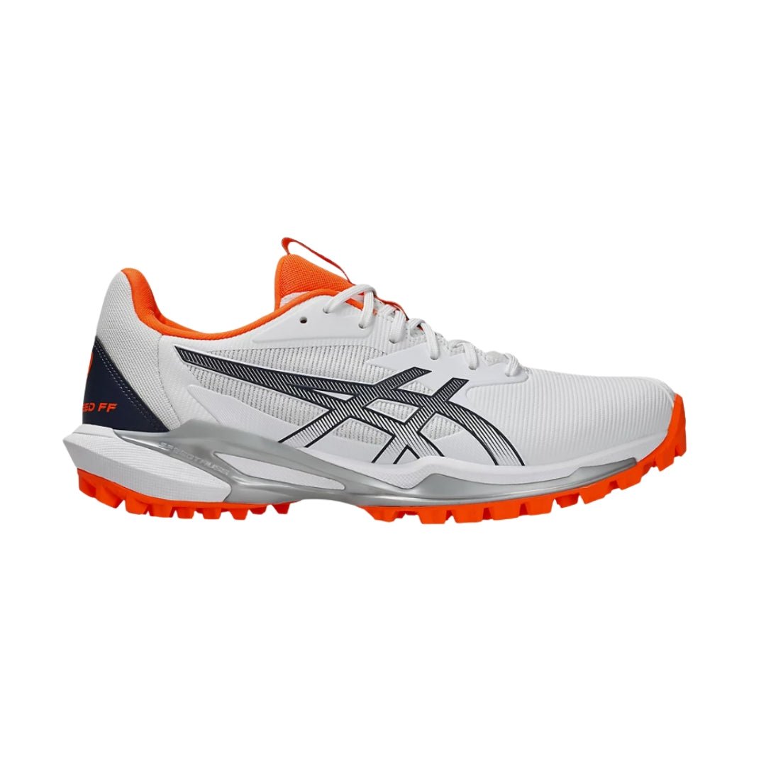 Asics Field Speed Cricket Shoes White/ Orange 25 - The Cricket & Football Warehouse