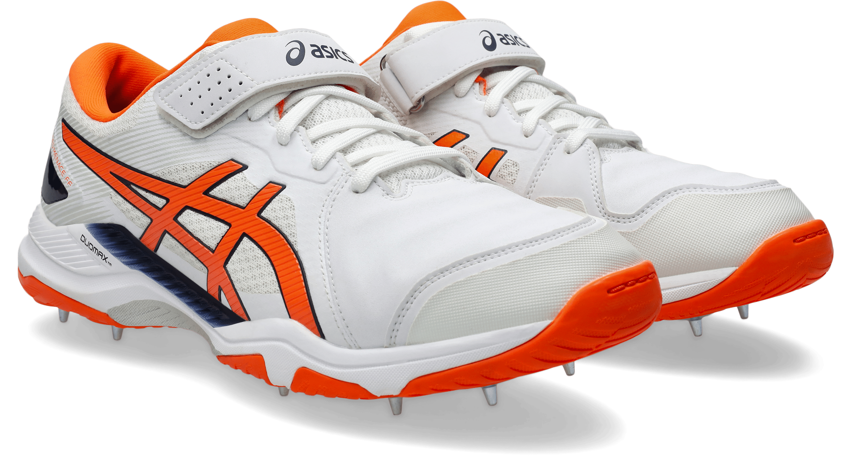 Asics Speed Menace Cricket Spikes White/Orange - The Cricket & Football Warehouse