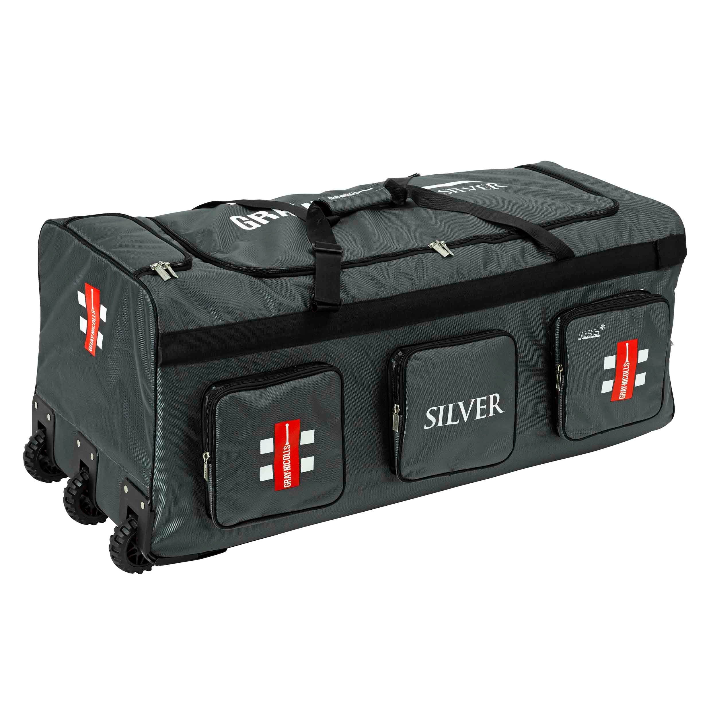 Gray - Nicolls Silver Cricket Wheel Bag - The Cricket & Football Warehouse