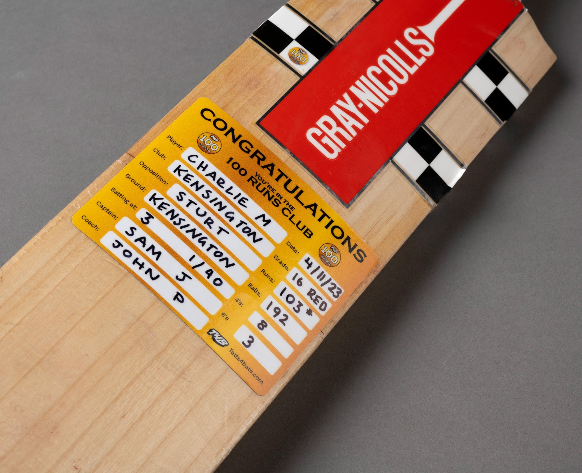 Tatts For Bats - Award set 50 runs! - The Cricket Warehouse