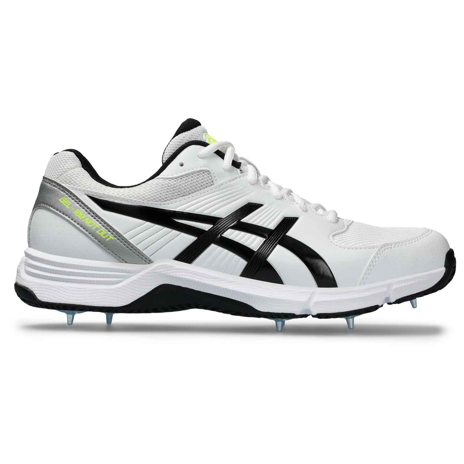 Asics 100 Not Out Cricket Spikes White/Black - The Cricket Warehouse