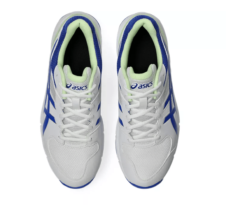 Asics 100 Not Out Cricket Spikes White/Neon Blue - The Cricket & Football Warehouse