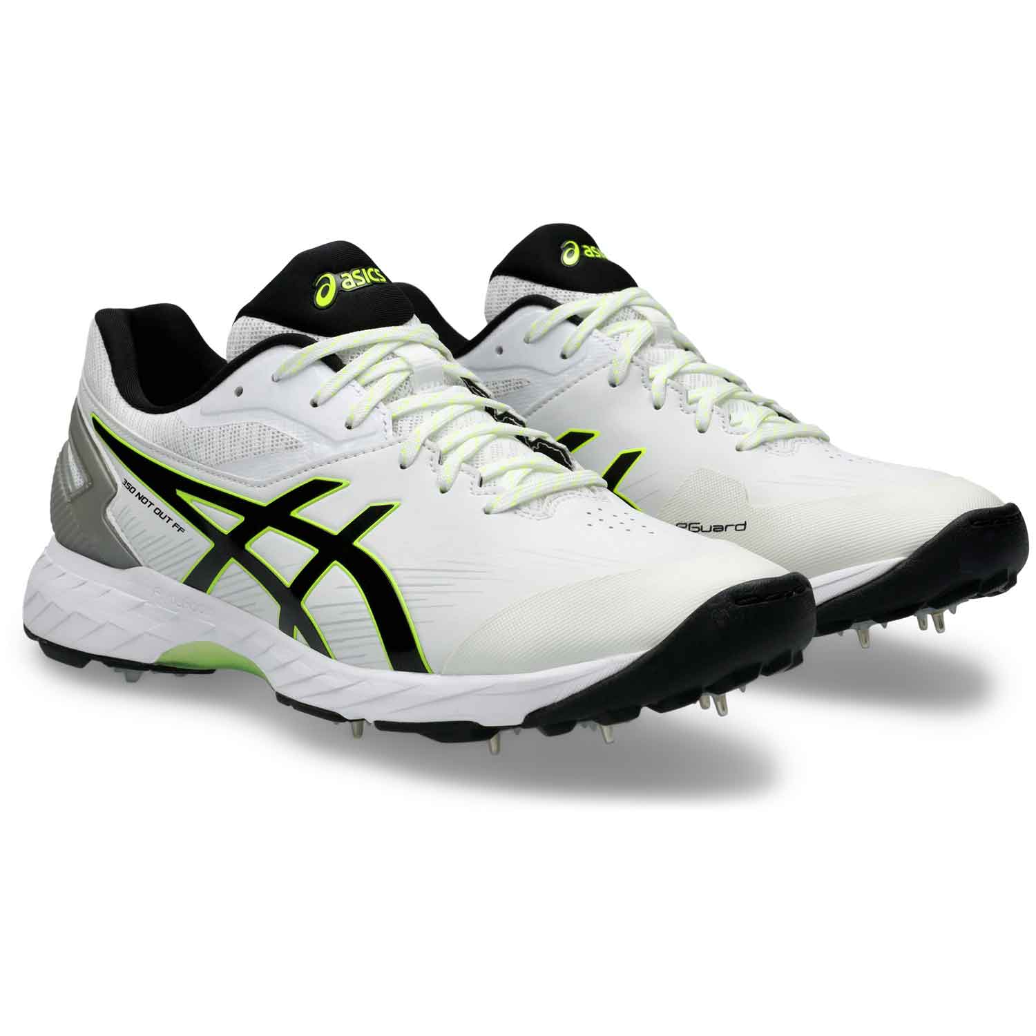 Asics 350 Not Out Cricket Spikes White/Black - The Cricket Warehouse