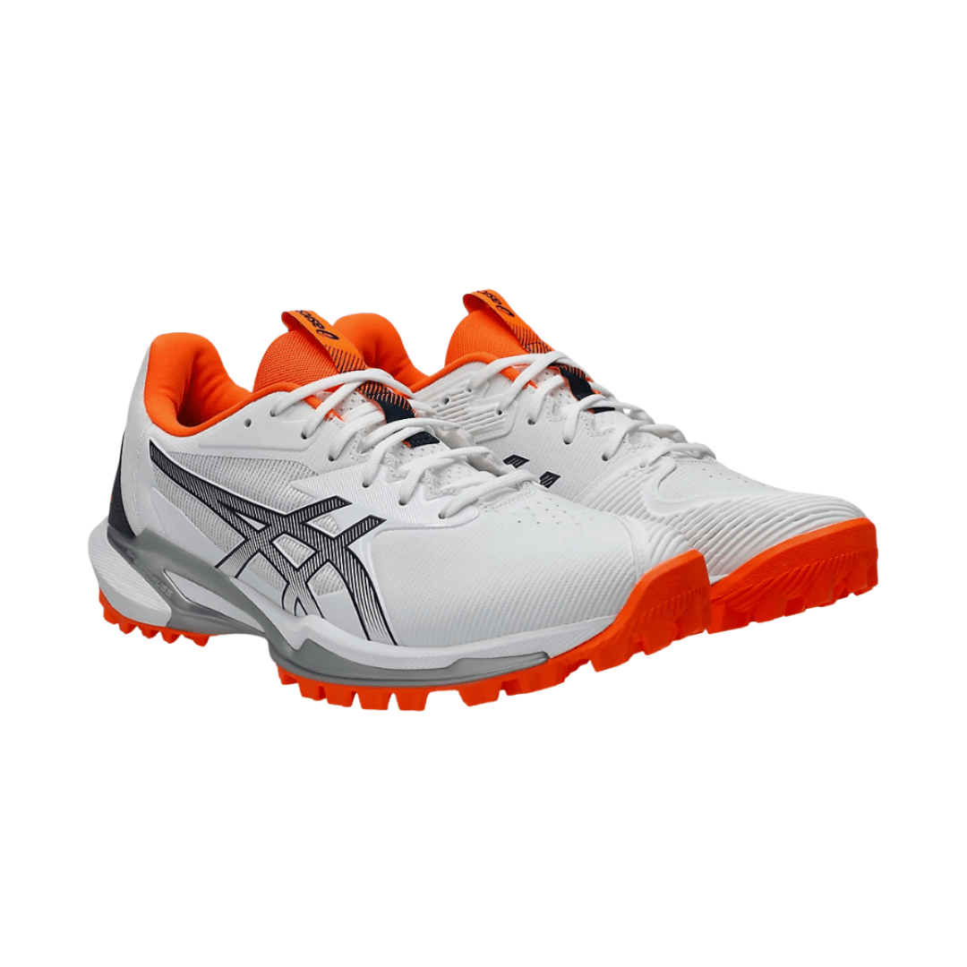 Asics Field Speed Cricket Shoes White/ Orange 25 - The Cricket & Football Warehouse