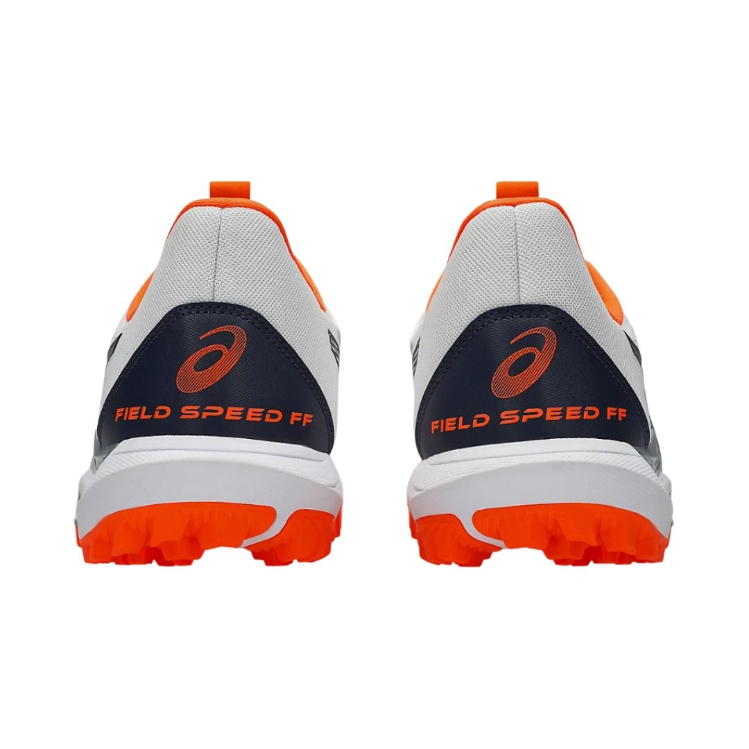 Asics Field Speed Cricket Shoes White/ Orange 25 - The Cricket & Football Warehouse