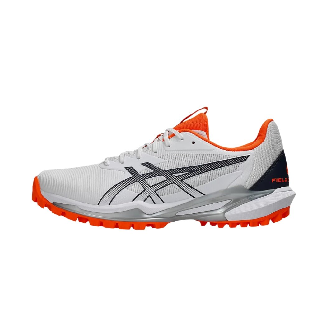 Asics Field Speed Cricket Shoes White/ Orange 25 - The Cricket & Football Warehouse