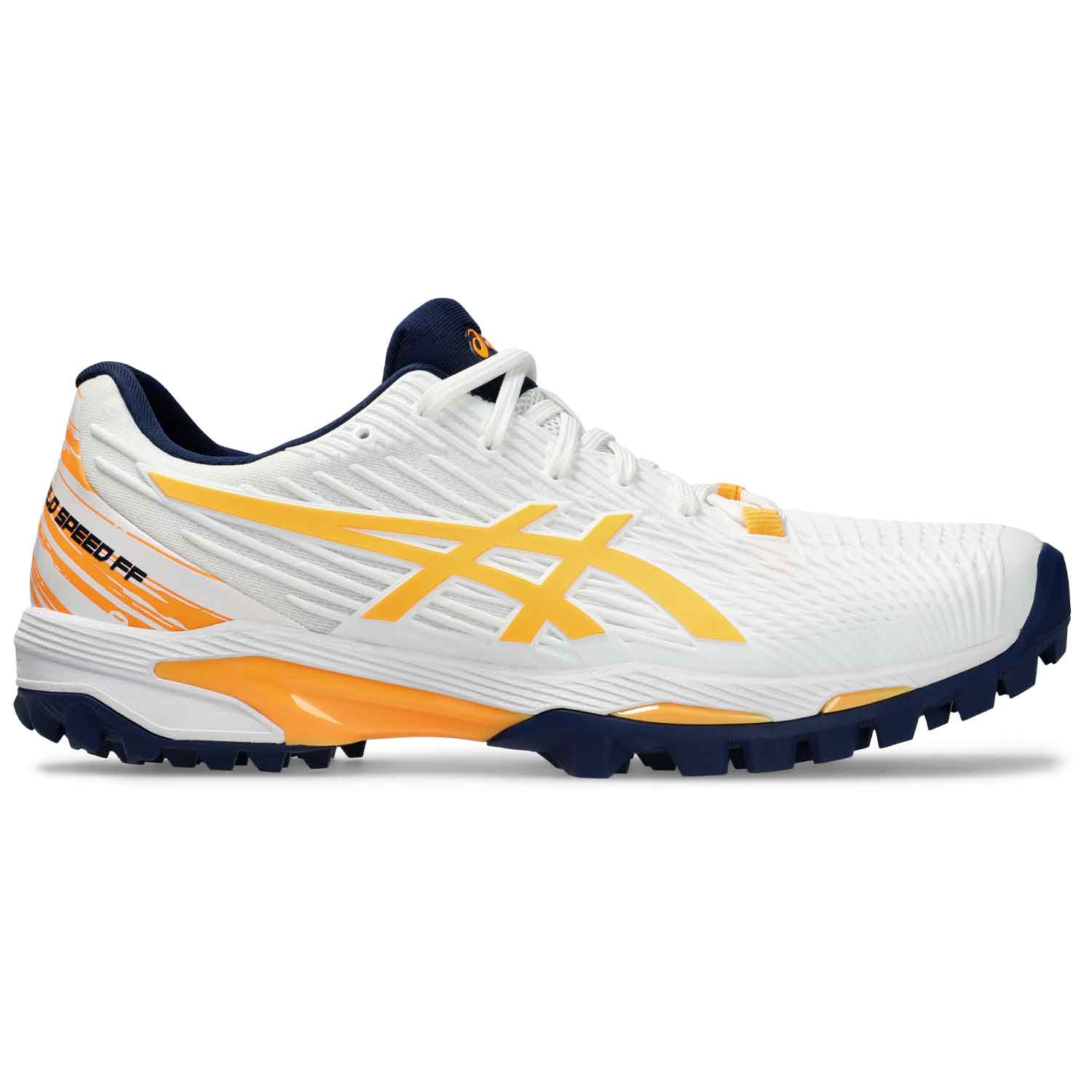 Asics Field Speed Cricket Shoes White/Orange - The Cricket Warehouse