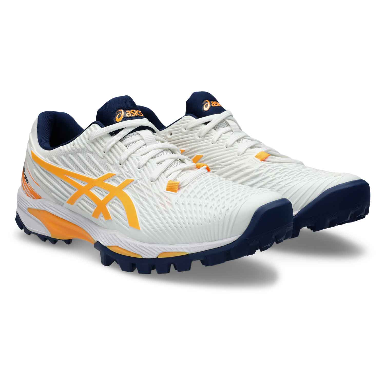 Asics Field Speed Cricket Shoes White/Orange - The Cricket Warehouse