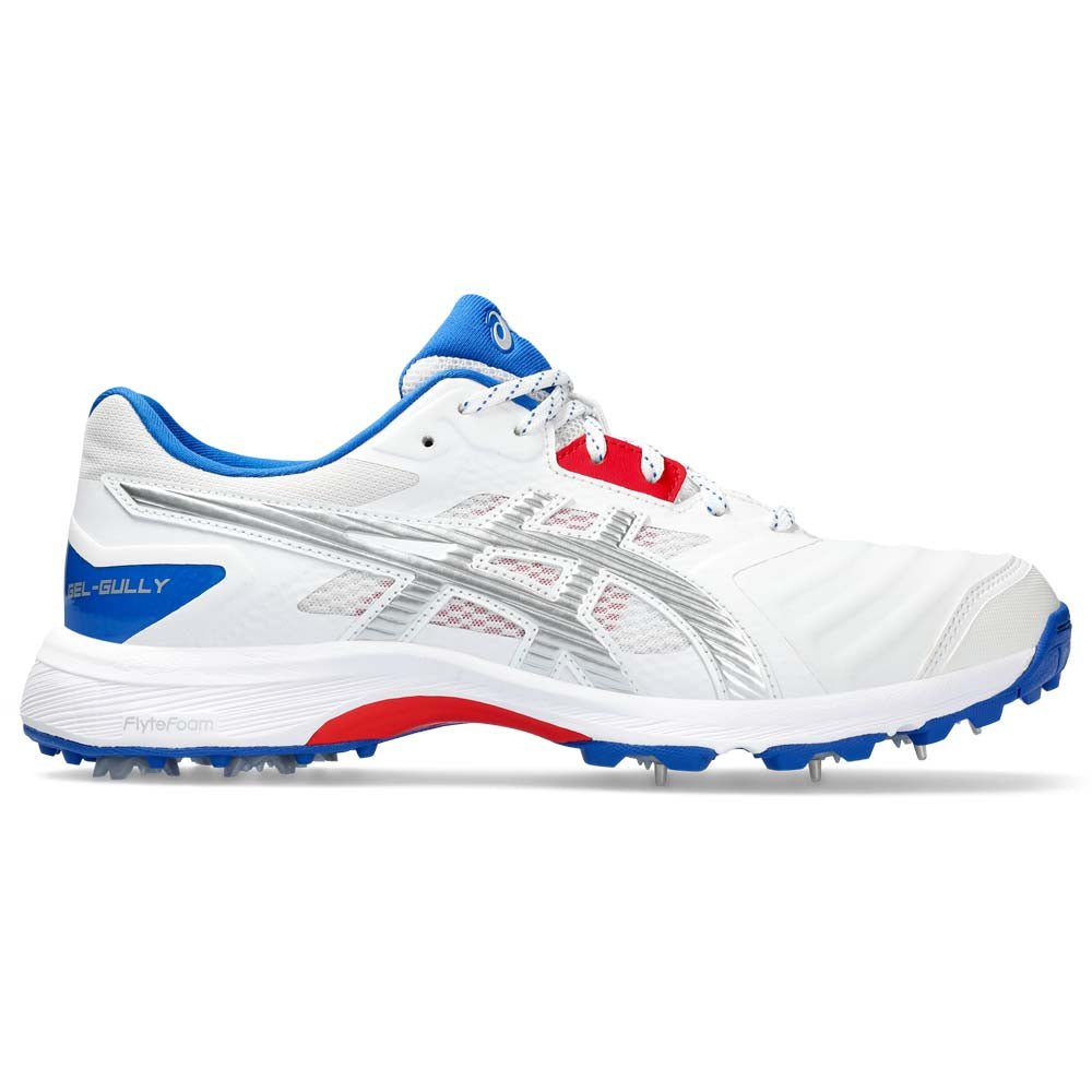 Asics Gel Gully 7 Spikes White/Silver - The Cricket Warehouse