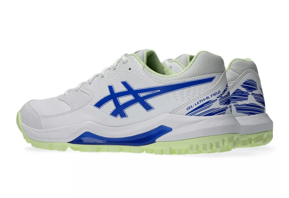 Asics Gel Lethal Field 2 Cricket Rubbers White/Neon Blue - The Cricket & Football Warehouse
