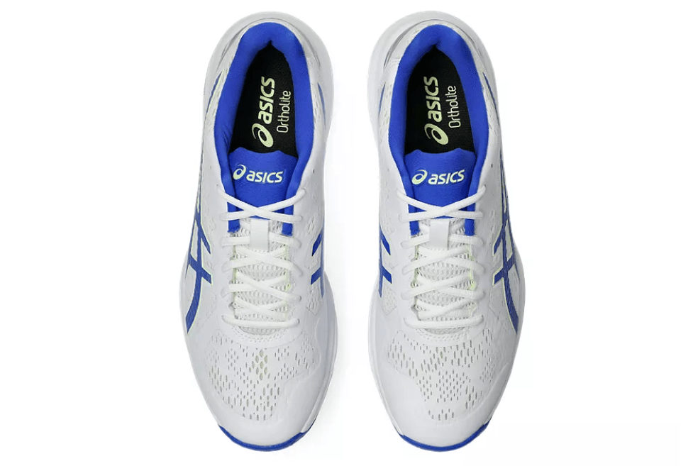 Asics Quick Single Cricket Spikes White/Neon Blue - The Cricket & Football Warehouse