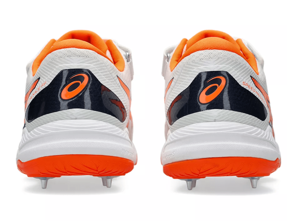 Asics Speed Menace Cricket Spikes White/Orange - The Cricket & Football Warehouse