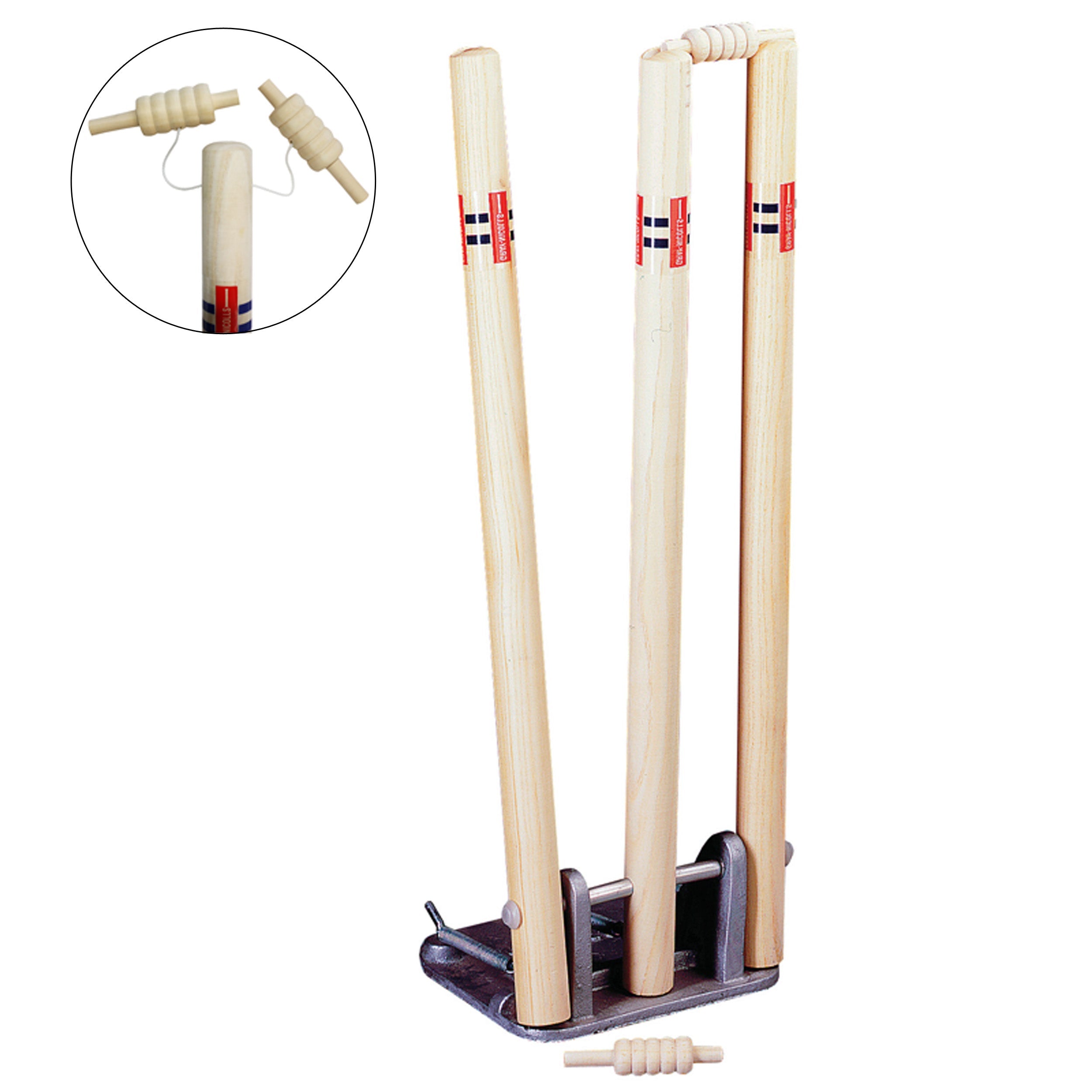 Gray Nicolls Wooden Spring Return Cricket Stumps w/ String Bails - The Cricket Warehouse