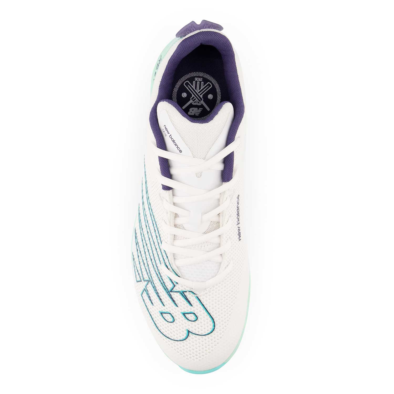 New Balance CK10 Cricket Spikes White/Blue - The Cricket Warehouse