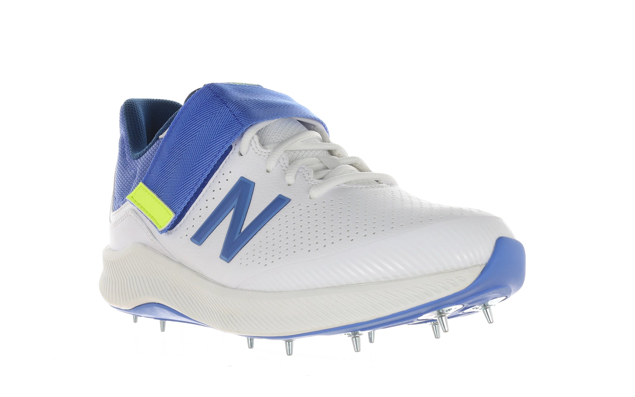 New Balance CK4040 Cricket Spikes White/Blue/Yellow - 2E Fit - The Cricket Warehouse