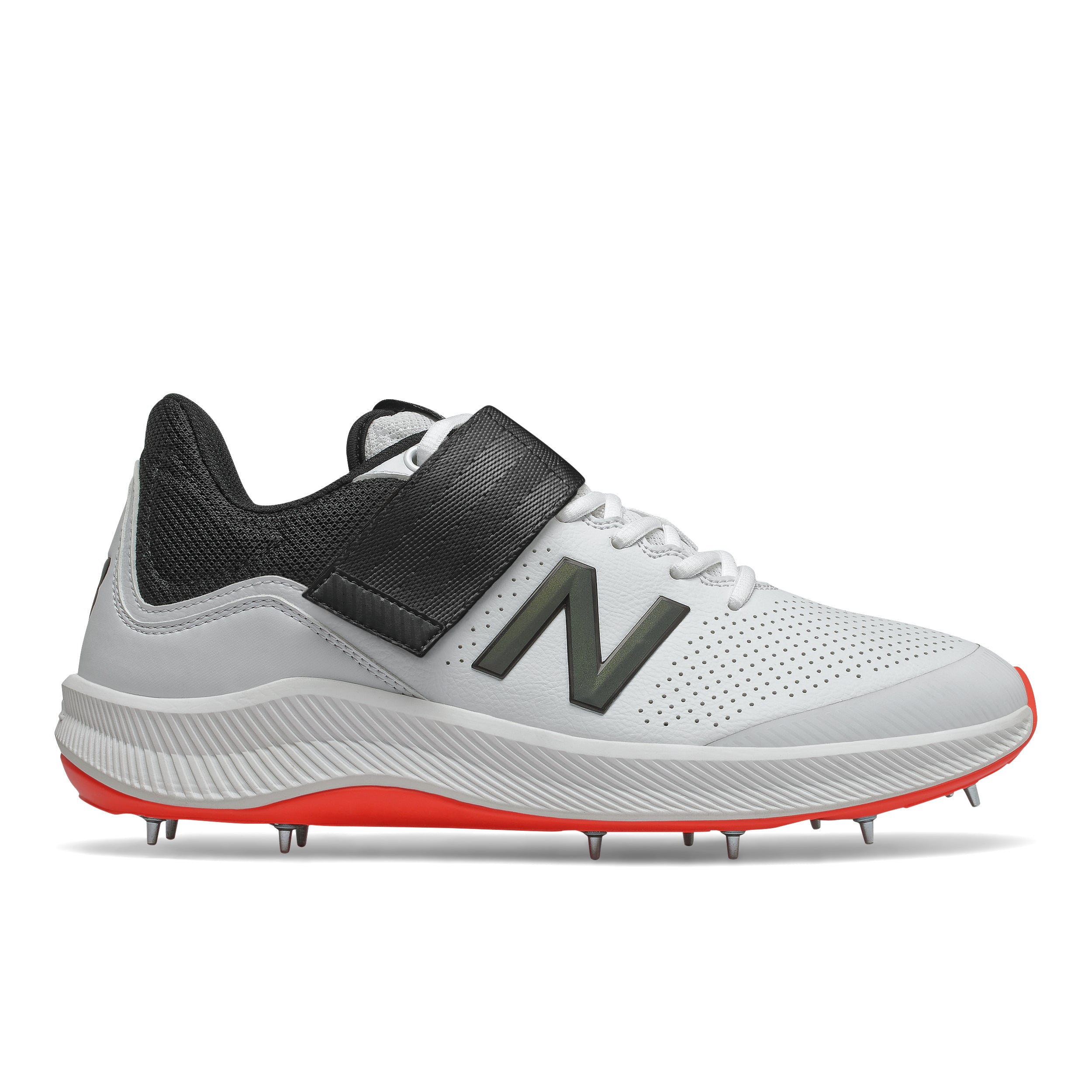 New Balance CK4040 R5 Cricket Spikes White/Red 2E - Fit - The Cricket Warehouse