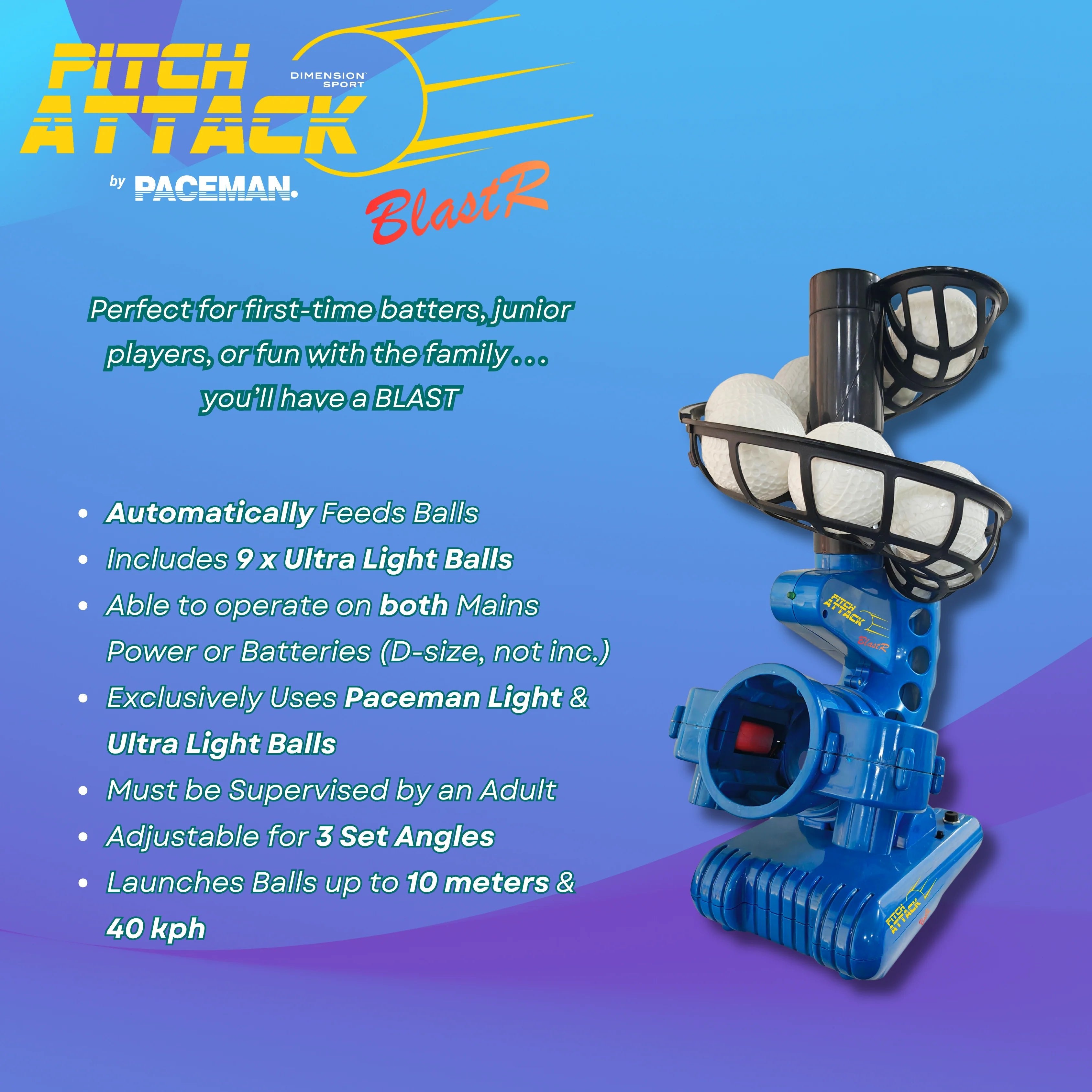Paceman Pitch Attack Blastr - Backyard Bowling Machine - The Cricket & Football Warehouse